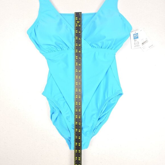 NWT Lands End Women 1-Piece Swim Med. 10/12 Turquoise Blue Tummy Control UPF 50 - Picture 14 of 15